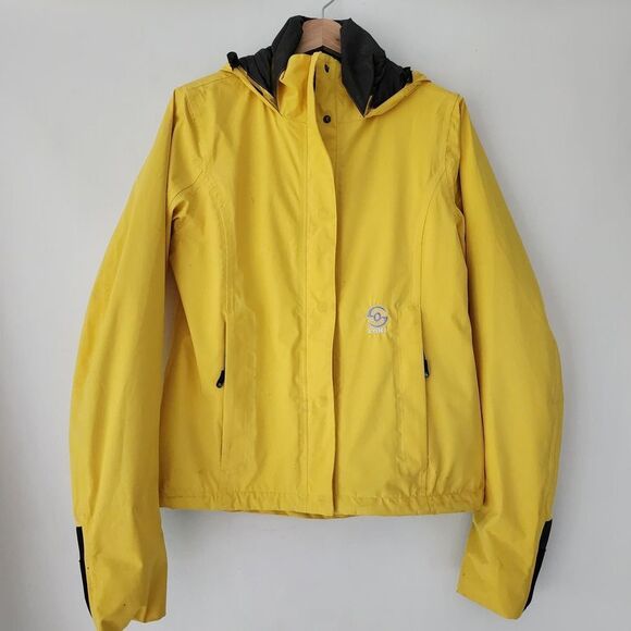 Loki Gear Light Shell Rain Snow jacket yellow‎ hooded womens size S - Picture 1 of 11